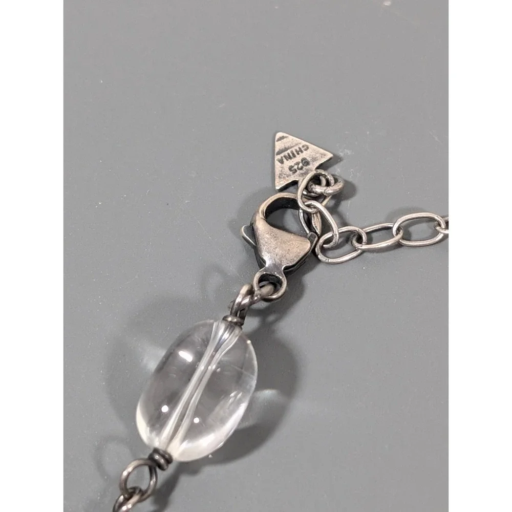 Silpada Retired 925 Clear Rock Crystal White Pearl‎ Necklace 18 in - Picture 8 of 11